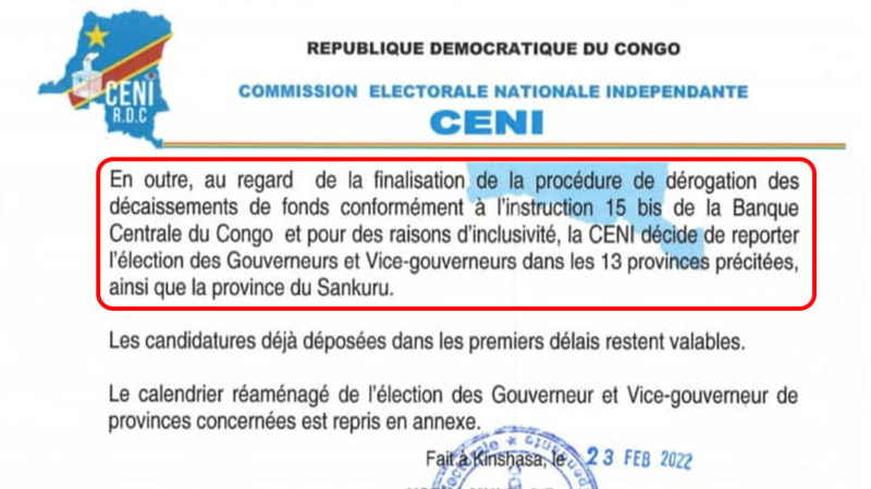 CENI-Élection des Gouverneurs : 67 dossiers de candidatures ont été déposés dont 11 femmes et 56 hommes.