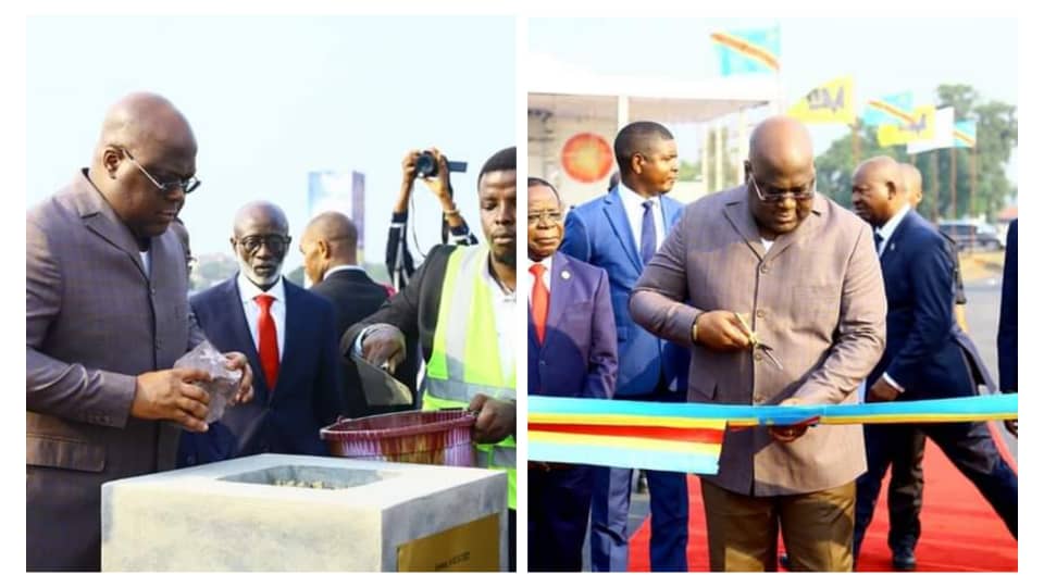 Kinshasa : Félix Tshisekedi pose la première pierre de la réhabilitation de l’aéroport de Ndolo, après avoir inauguré la piste d’atterrissage réaménagée