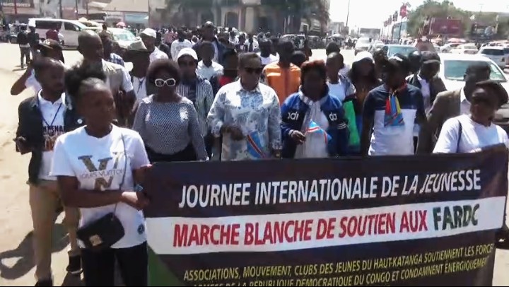 Lubumbashi : Marche de soutien aux FARDC en marge de la journée internationale de la jeunesse